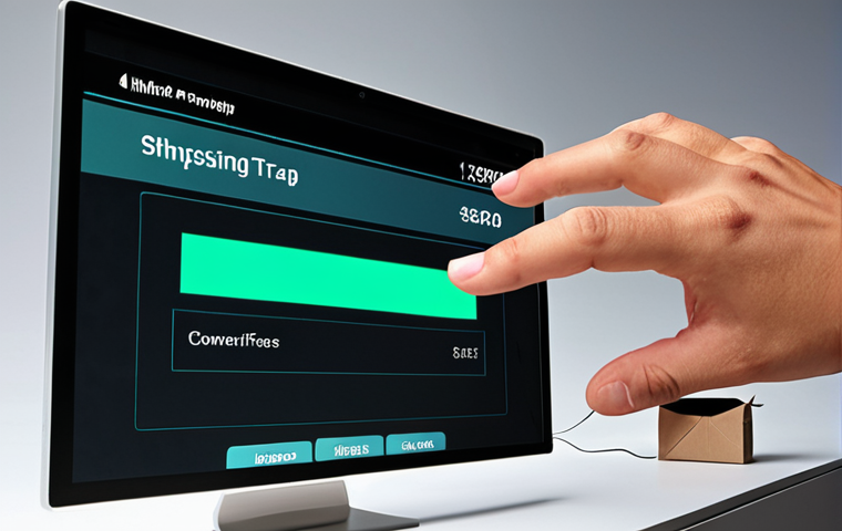 A visually impactful scene depicting a consumer caught in an online shopping trap. A person's hand hovers over a "Buy Now" button on a digital interface, their face (or expression, if symbolic) showing a mix of urgency and slight regret. Around them, elements like a prominent countdown timer, a "Only 3 items left!" notification, and a small, almost invisible text box indicating "hidden shipping fees" are cleverly integrated into a futuristic, glowing shopping interface. The overall atmosphere conveys psychological manipulation and the frustration of "invisible traps" in e-commerce. Colors should be vibrant but with a subtle undertone of unease.